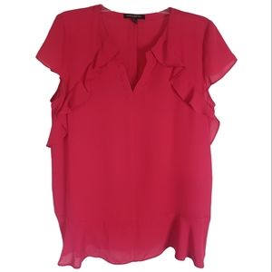 Banana Republic Pink Ruffle Cap-Sleeve Blouse